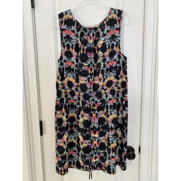 Tibi Dress 12 Sleeveless 100% Silk Black Pastels Geometric Pattern $398 - Picture 1 of 10